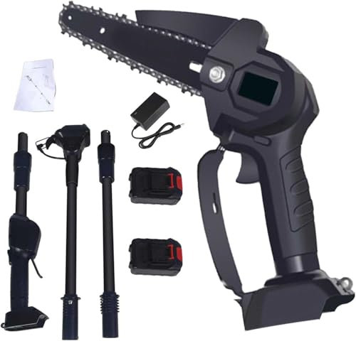 Mini Chainsaw Cordless, Electric Pole & Handheld Garden Chainsaw, Battery Pruning Saw with Long Reach Telescopic Pole, Tree Saw Cutter for Tree Trimming, Battery & Charger Included