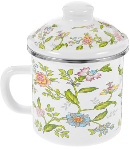 PAMINGONO Vintage Emaillebecher Großer Fassungsvermögen Frühstückstasse Mit Henkel Robuster Haushalts-emaillebecher Für Kaffee Tee Wasser Saft Für Büro Zuhause Und Outdoor