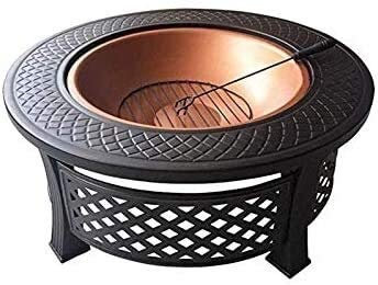bttllke Pozzi del Fuoco all'aperto Legna da ardere Patio Esterno Barbecue in Acciaio Griglia per pozzo del Fuoco Ciotola con Copertura parascintille, griglia per Tronchi, attizzatoio