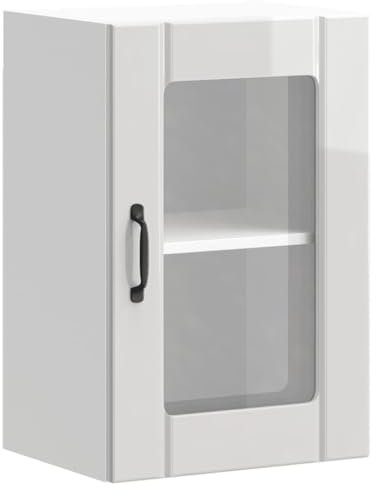 vidaXL Kitchen Wall Cabinet with Glass Door - Lucca High Gloss White, Durable Engineered Wood, Ample Storage, 40x31x60cm, Easy to Maintain