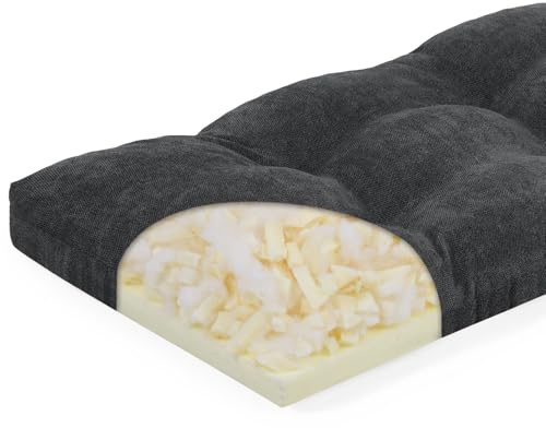 baibu 40 Inch Memory Foam Bench Cushion, Dual-Layer Patent Design Non-Slip Indoor Bench Cushion with Ties, 40x15x3Inch, Black