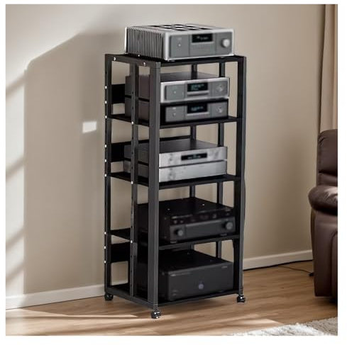 audio hifi rack regal 5-stufiger CD-DVD-Plattenspieler-Präsentationsständer, Stereo-Schrank, Heimkino, Wohnzimmer, Medienkonsole, Audio-Video-Komponenten-Regal, Aufbewahrungseinheit, Eck-Entertainment