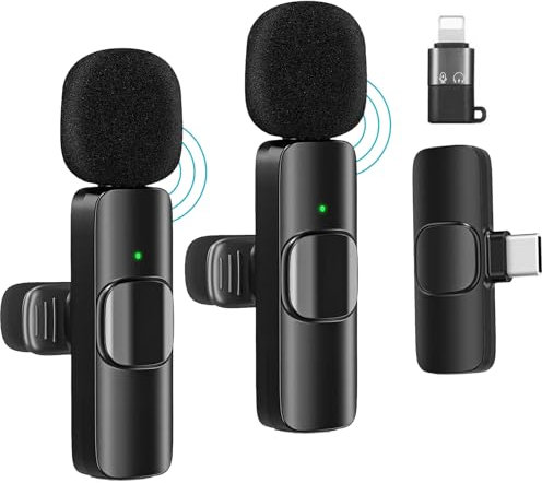 Lavalier Microphones for iPhone,Wireless Clip Microphones for Video Recording,Conferences,Podcasts,Live Streaming