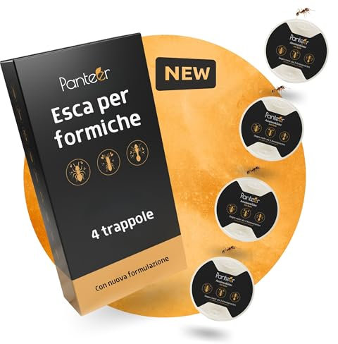 Panteer ® Lattina di 4 esche per formiche - Facile controllo delle formiche con veleno- Contro più di 3 specie - Per interni e nel prato - Nuova formulazione 2025