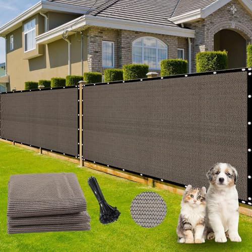 Dellna Fence Privacy Screen 4x50Ft - Heavy Duty Outdoor Fence Cover for Patio, Yard, Balcony & Garden, Windscreen & Dustproof Fabric with Zip Ties Included ((Brown)