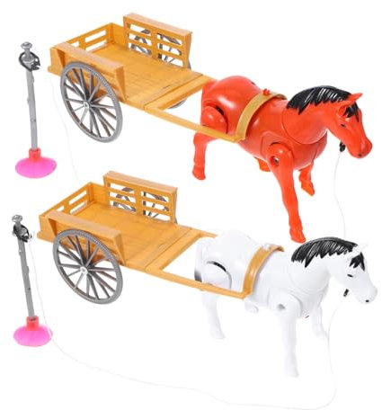 IMIKEYA 2pcs Electric Rotating Horse Toy Carriage Kids Educational Funny Plaything for Children Indoor Play Random Color