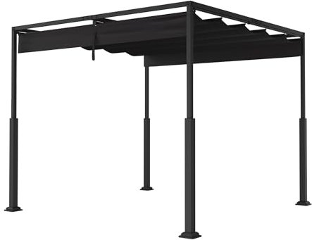 FIVMEN Pergola 3x3m, baldacchino impermeabile, stabile invernale, gazebo con ombreggiatura regolabile, protezione solare per giardino, terrazza e balcone, nero