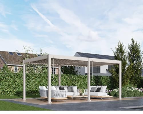 Weide Deluxe Pergola Alu-Lamellendach freistehend ohne Hitzestau 3 x 4 m Sand