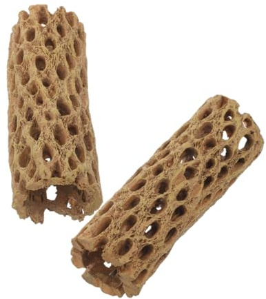 Abaodam 2 pièces Décor Aquarium Résine Cachette Crevettes Réaliste Abri Poisson Compact pour Eau Douce Ornement Naturel pour Aquarium et Terrarium