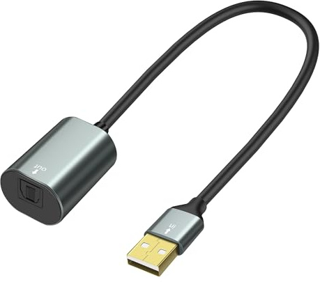 MEIRIYFA Adattatore audio ottico USB a Toslink, USB A 2.0 volte a porta SPDIF, cavo convertitore digitale in fibra ottica per computer portatile PC – 0,35 m