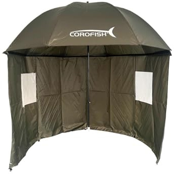Corofish Schirmzelt 240cm mit Reißverschluss und 180° Seitenteil Anglerschirm