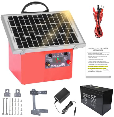 32KM - Cerca eléctrica solar de 9,5 kV pastor eléctrico controlador para caballos, valla eléctrica 0,5 J para cría de animales de pastor, para granja, pasto, jardín (Red)