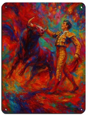 BLJKHTGG Cartel de metal vintage de Matador y toro para decoración de pared, 30 x 40 cm