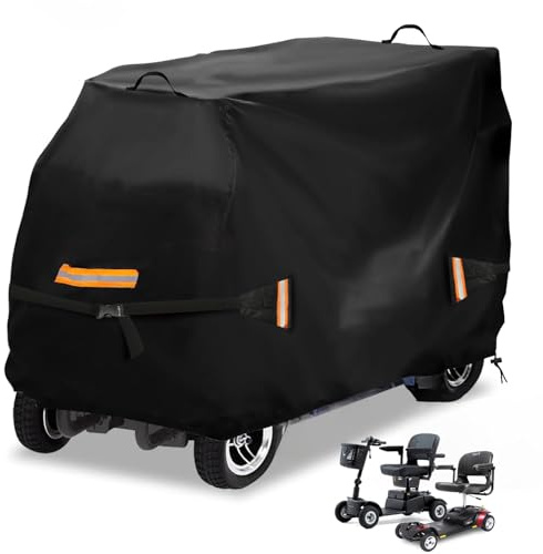 Upgraded Mobility Scooter Storage Cover 600D, Heavy Duty Oxford Fabric Electric Scooter Cover with Waterproof Strip, Water Resistant, Anti-UV (Black, XL - 56 x 27 x 39)