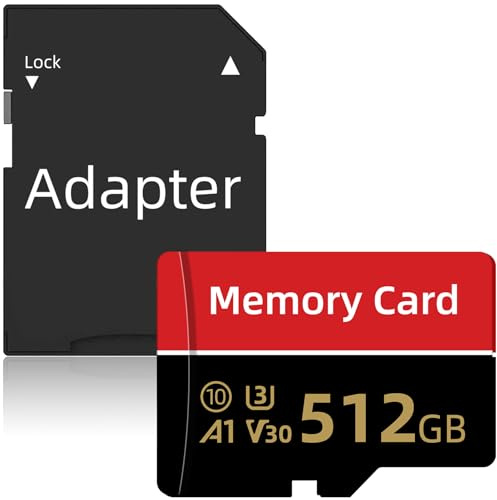 Speicherkarte 512GB High Speed Mini TF Karte with Adapter, Continuous Recording, Full HD Memory Card, High Endurance Mini-Speicherkarten für Surveillance, Kameras, Actionkameras, Smartphones und Table