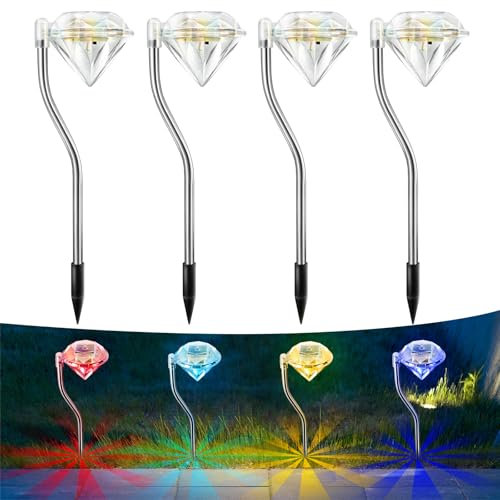 Anordsem Solar Lights Outdoor Garden: Garden Lights Solar Powered Waterproof for Outside Decorative - Colour Changing Lighting for Fence Patio - Diamond LED Decorating Light Gifts for Women Mum Wife