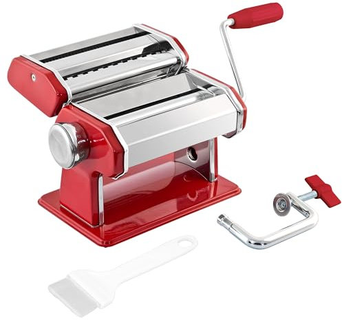 bremermann Máquina de Pasta para Espaguetis, Pasta y lasaña (7 Niveles), máquina de Pasta, Hacedor de Pasta (Rojo)