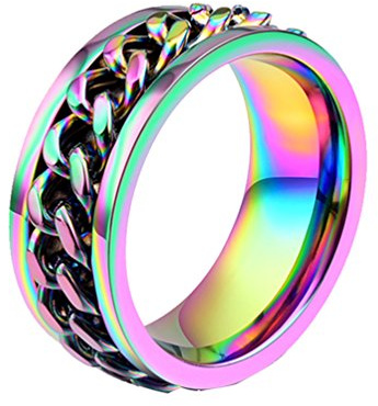 PAMTIER Herr rostfritt stål 8 mm roterbar kedja bandring, Rostfritt stål