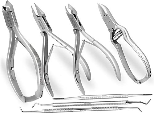 Nagelzange Fußpflege-Instrumente Set 7-teilig Nagelzangen für starke Nägel Hautzange Eckenheber Eckenfeile für Maniküre und Pediküre als Set-Angebot