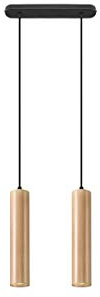 Sollux Lighting Hängelampe Pendelleuchte Hängeleuchte Deckenlampe Holz 2 Flammig Schwarz/Naturholz LINO