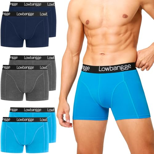 Lowbangge Boxershorts för män, 4-pack utan skrapande lappar, kalsonger, retroshorts, bomull