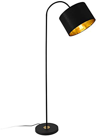 Golvlampa Läslampa Metall Textil 173cm Ø Lampskärm: 35cm Svart