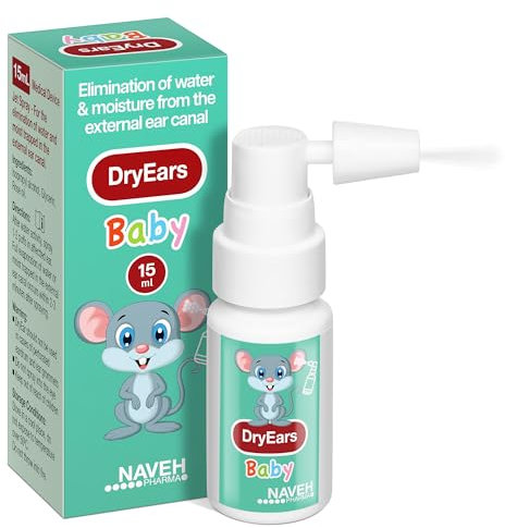 NAVEH PHARMA® Dry Ears Baby | Swimmers Ear Drops Spray | Ear Drying Drops for Little Swimmers | Remove Water Trapped in Ears in Seconds | Prevent Hearing Loss (15 ML)