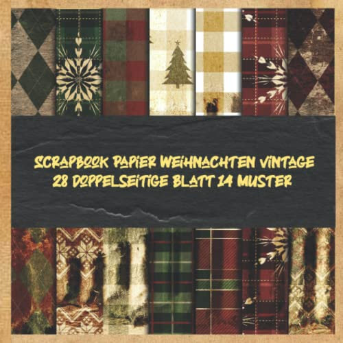Scrapbook Papier Weihnachten vintage 28 doppelseitige Blatt 14 Muster
