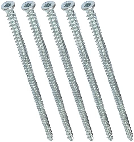 AERZETIX - C48389 5 Direktankarbonggskruvar Set med 5 stycken betongskruvar Ø7,5 x 182 mm koniskt fräst huvud – med T30 stjärnavtryck – direkt fastsättning utan pluggar