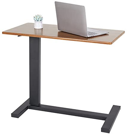 FATIVO Overbed Bedside Table with Rolling Wheels 80x40x89.5cm C Shape Side Table Adjustable Height Hospital Bed End Table Sofa Large Laptop Side Table for Couch, Living Room, Multiple Uses