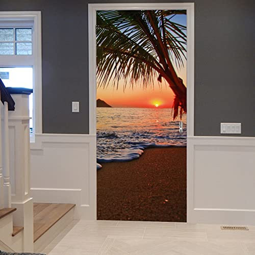 A.Monamour Türtapete Selbstklebend Türfolie Türposter 3D Pazifischer Sonnenaufgang Am Strand Von Lanikai Hawaii Vinyl Folie Türdeko Tapete Wandbild Türaufkleber Türtattoo 90x200cm