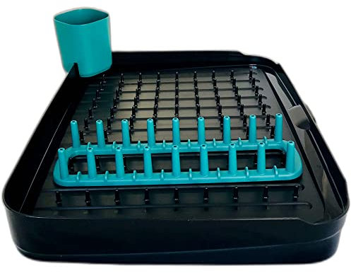 Tupperware Recycline Dish Caddy - Scolapiatti multifunzione con inserto per piatti, colore: Nero/Turchese
