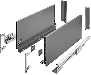 MS Beschläge Push to Open Schubladensystem Anthrazit Unterflurführung Schubkastensystem Vollauszug Schubladenauszug Schubladen-Set (Länge: 350mm, Höhe: 200mm)