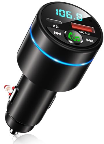 Mohard Bluetooth Adapter Auto, Ganzmetall FM Transmitter Auto Bluetooth mit PD 30W & QC3.0 18W Schnellladung, Freisprechanlage Bluetooth5.3, Rauschunterdrückung Mikrofon, 7 Farbige Licht