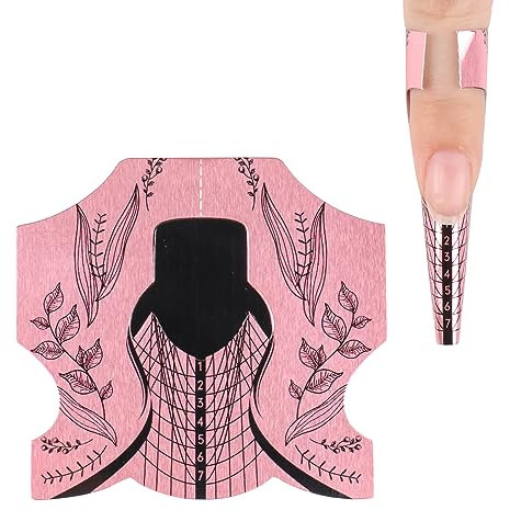 100 hojas Bandeja de papel de manicura, Necesario para la extensión de uñas Plantilla de bandeja de papel de Moldes Guías