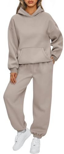 AUTOMET Women 2 Piece Outfits 2026 Plus Size Fall Vacation Fashion Lounge Set Airport Travel Pants Leisure Winter Clothes Sweatsuits CoffeeGrey M