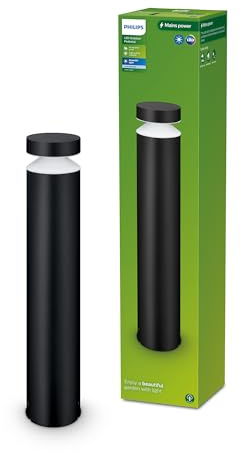 PHILIPS Outdoor Laven Sockelleuchte 6W, 4000 Kelvin kühlweißes Licht, IP44 wetterfest, schwarz