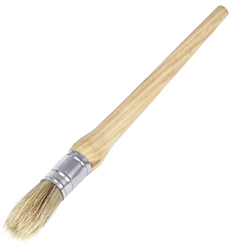 Veemoon Round Paint Brush 20mm Natural Bristle Waxing Brush Long Wooden Handle for Furniture Stencils Cabinets Walls Large Head for Fast Coverage