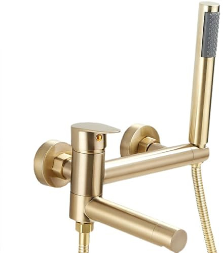 Badewannenarmatur Dusche Set Gebürstetes Gold（Messing Wandmontage Einhand Wannenarmatur Mit Handbrause）
