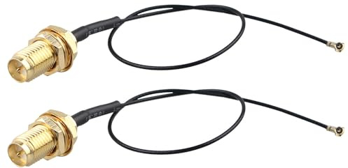 Futheda Lot de 2 Câbles d'extension d'antenne U.FL IPX MHF4 vers RP-SMA Femelle 15 cm Câble Coaxial pour Interface M.2 NGFF Carte Réseau sans Fil Adaptateur WiFi