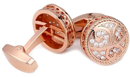 Skcess Herren Manschettenknöpfe Roségold, Manschettenknöpfe Herren Runden Kupfer Weiß Zirkonia Hemd Manschettenknöpfe Herren 28X18X18 MM