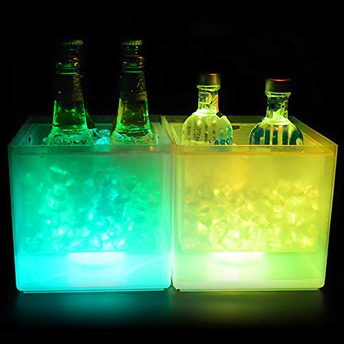 LED Eiskübel mit 3,5 Litern Fassungsvermögen, champagner kühler Glitzer-Effekt in verschiedenen Farben, wasserdicht, für Champagner, Wein und Getränke