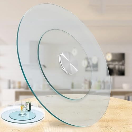 60cm/70cm/80cm/90cm/100cm Lazy Susan Drehteller, große gehärtetes glas drehplatte, Runder Transparent Servierplatte Für Küche Esstisch(Color:70cm/28in)