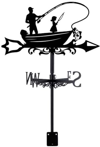 SUPERDANT Girouette de Jardin Exterieur Bateau Pêche - Décoratif de Toit Extérieur Outil de Mesure et Direction du Vent - Deco Jardin