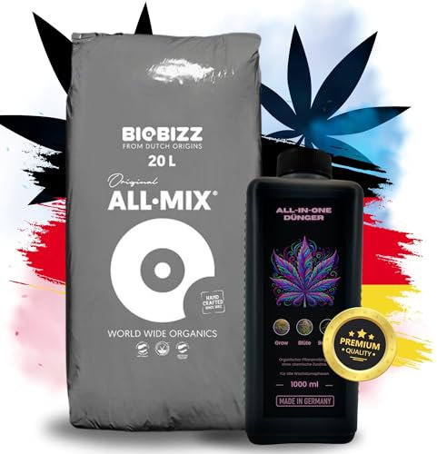 TronicXL 1 x Dünger All in One für BioBizz + 1 Sack All Mix Grow Erde für Anzucht & Blüte Allmix Komplett Set Anbau Try Pack