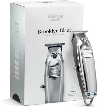 Brooklyn Soap Company - Brooklyn Blade Barttrimmer USB-C - Profi Bartschneider für Herren - Edelstahl Trimmer mit 5 Aufsätzen - Elektrischer Bart Rasierer für kurze bis mittellange Bärte