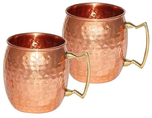 Lot de 2 mugs Moscow Mule en cuivre pur (400 ml)