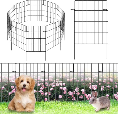 30 Pack Decorative Garden Fence Total 32.5ft (L) x 24in High 1.44 Gap Metal Wire Rustproof Small Animal Barrier Fence Easy Assembly Patio Yard Seedlings Protection Fencing Border Black