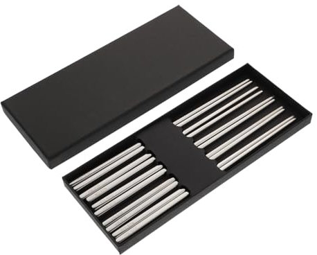 Cabilock Juego De 5 Palillos De Acero Inoxidable Elegantes y Fáciles De Limpiar Ideales Para Barbacoas y Comidas En Exteriores