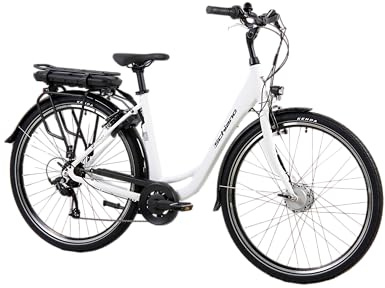 F.lli Schiano E-Moon, E Bike für die Stadt 28 Zoll, 36V 14.5Ah Abnehmbarer Akku, Motor 250W 40Nm, City Ebike für Herren/Damen, Weiß